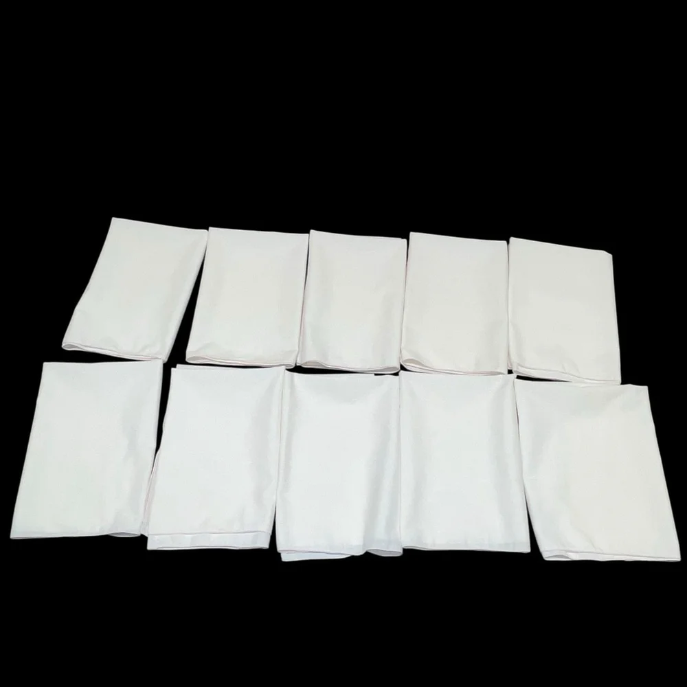 Vtg Set of 10 Embroidered Square Linen Table Napkins Light Pink Shabby Chic READ